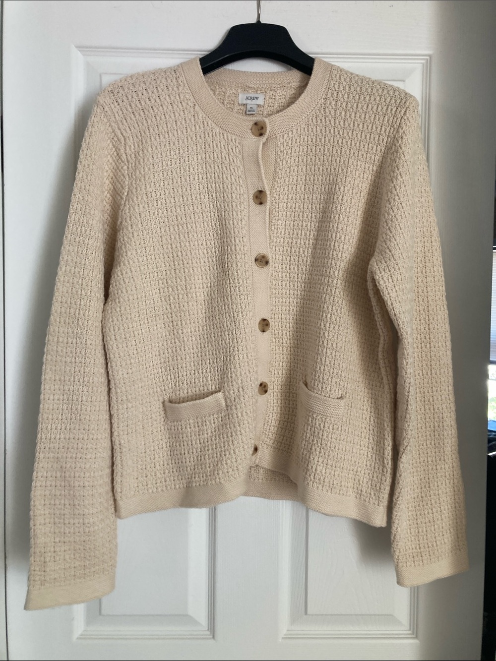 JCrew Factory stitched crewneck cardigan sweater